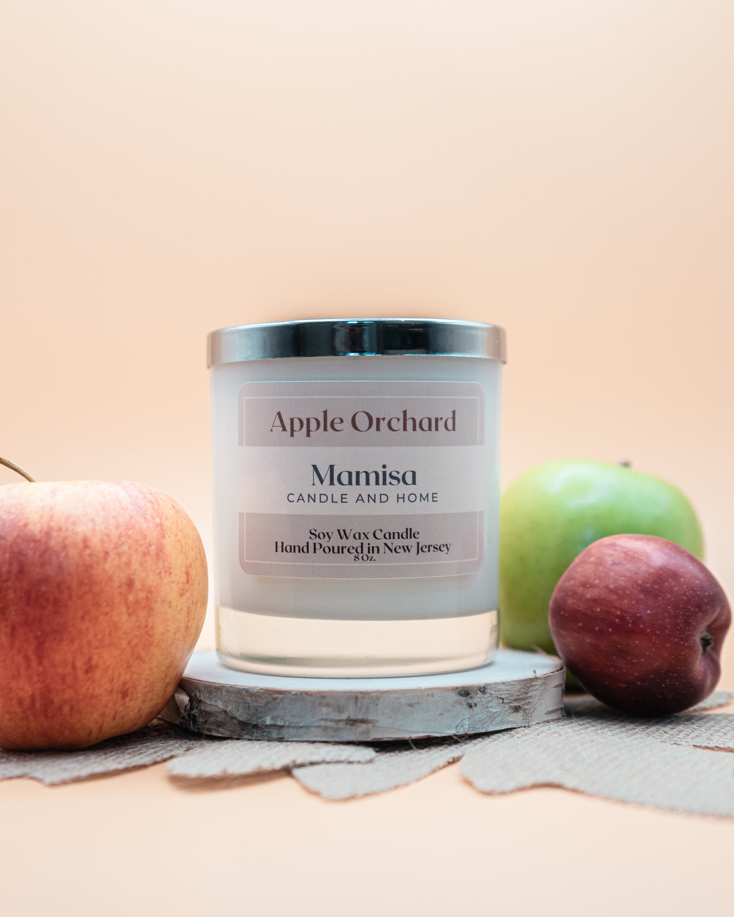 Mamisa Candle and Home 100% Soy Wax Wooden Wick Candle in Scent Apple Orchard Fall Scented Candles