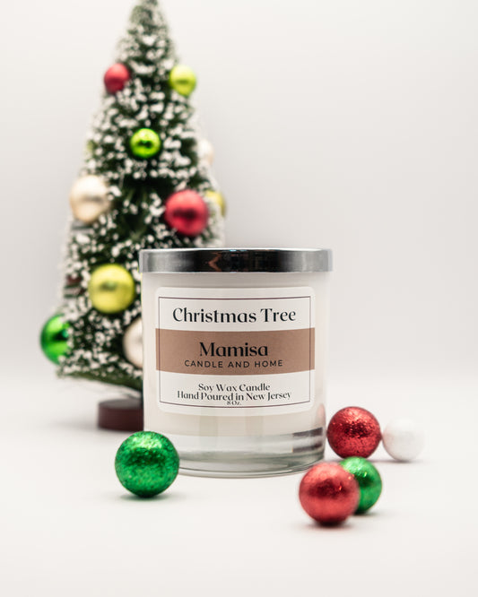 Christmas Tree Scented 8oz 100% Soy Wax Crackling Wood Wick Aromatherapy Candle