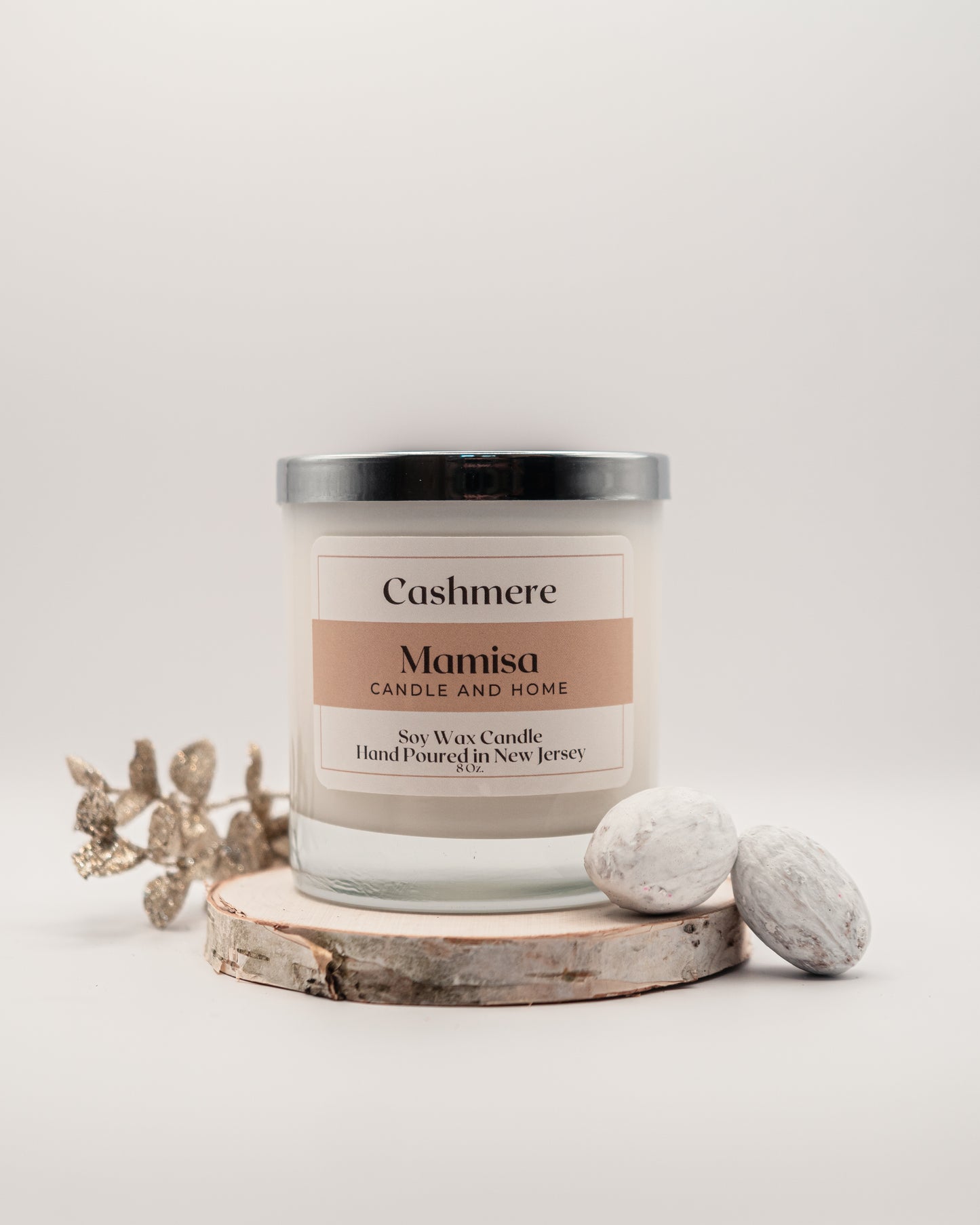 Cashmere Scented 8oz 100% Soy Wax Crackling Wood Wick Aromatherapy Candle