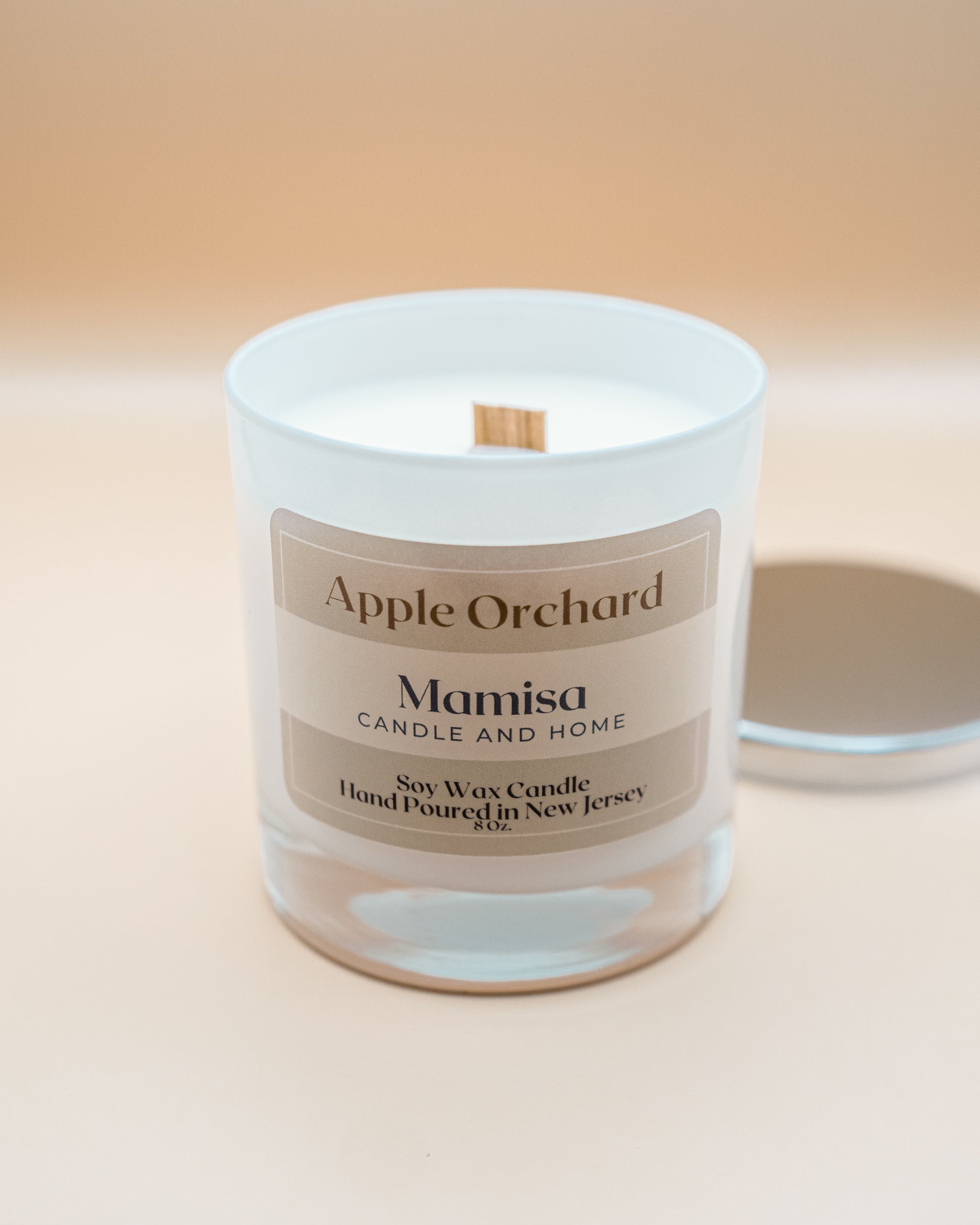 Mamisa Candle and Home 100% Soy Wax Wooden Wick Candle in Scent Apple Orchard Fall Scented Candles