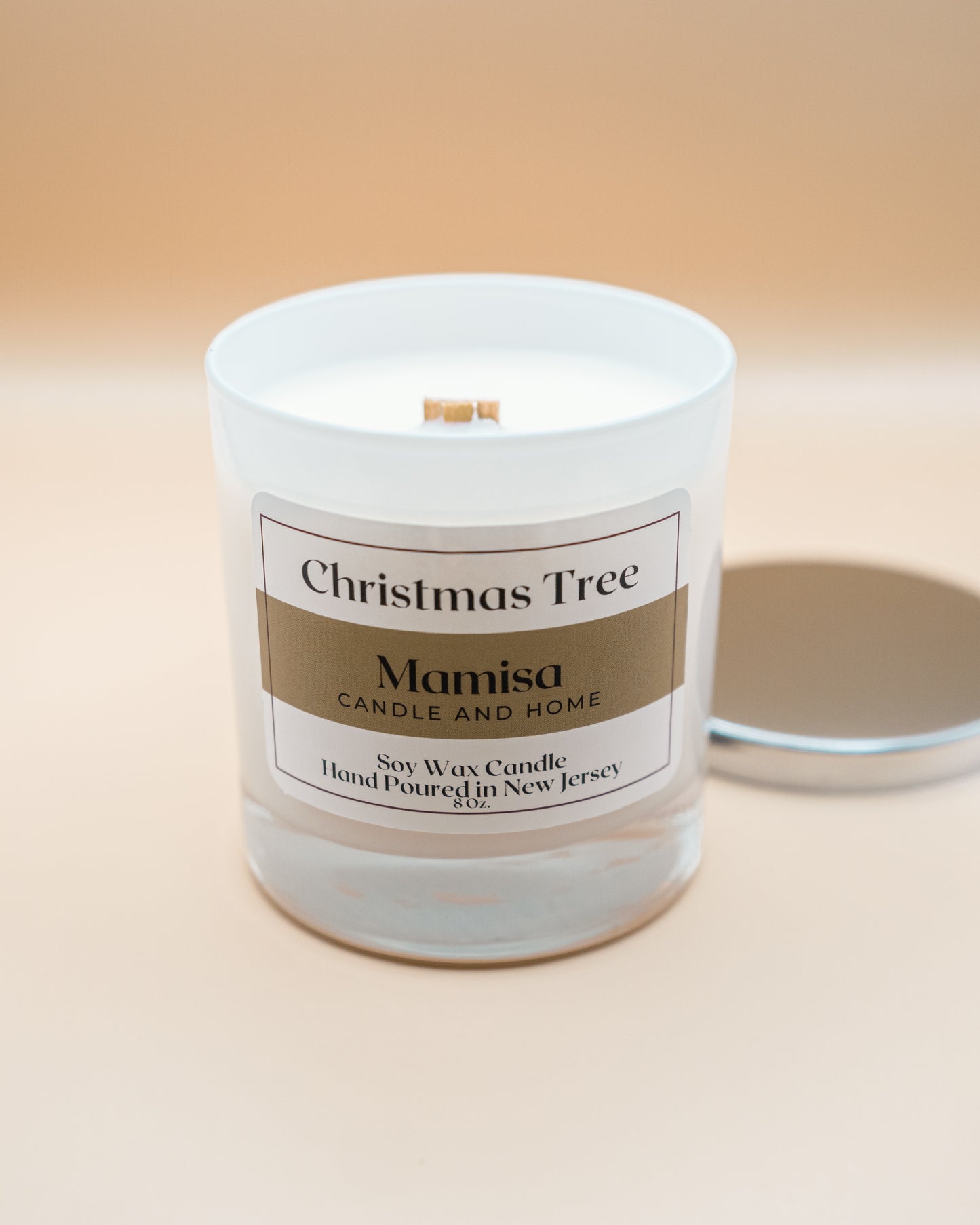 Christmas Tree Scented 8oz 100% Soy Wax Crackling Wood Wick Aromatherapy Candle