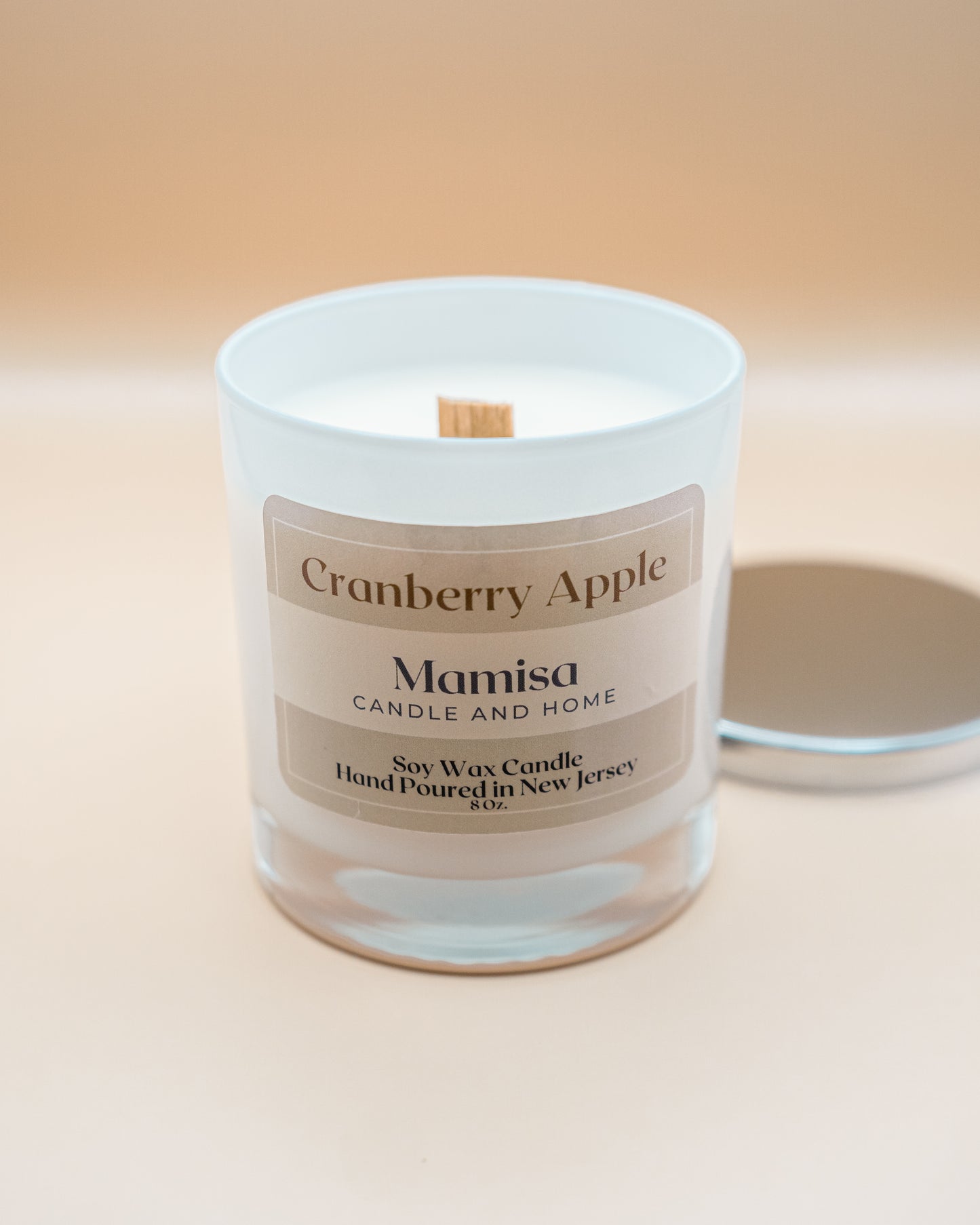 Cranberry Apple Scented 8oz 100% Soy Wax Crackling Wood Wick Aromatherapy Candle