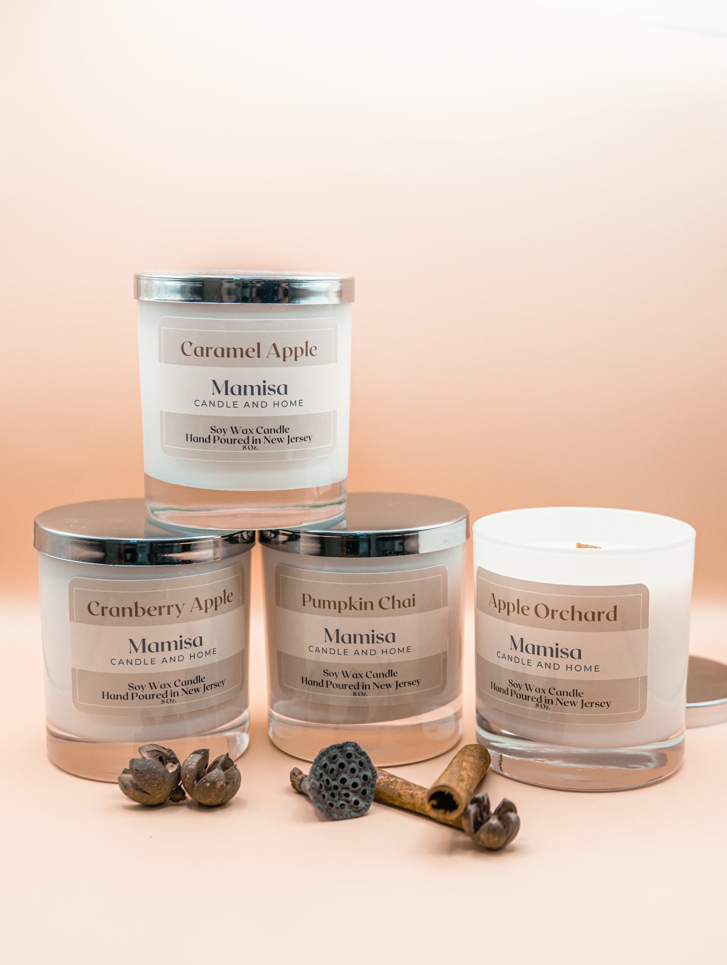 The Autumn Collection Bundle Scented 8oz 100% Soy Wax Crackling Wood Wick Aromatherapy Candle